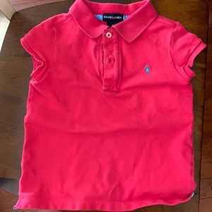 Ralph Lauren pink polo with aqua trim